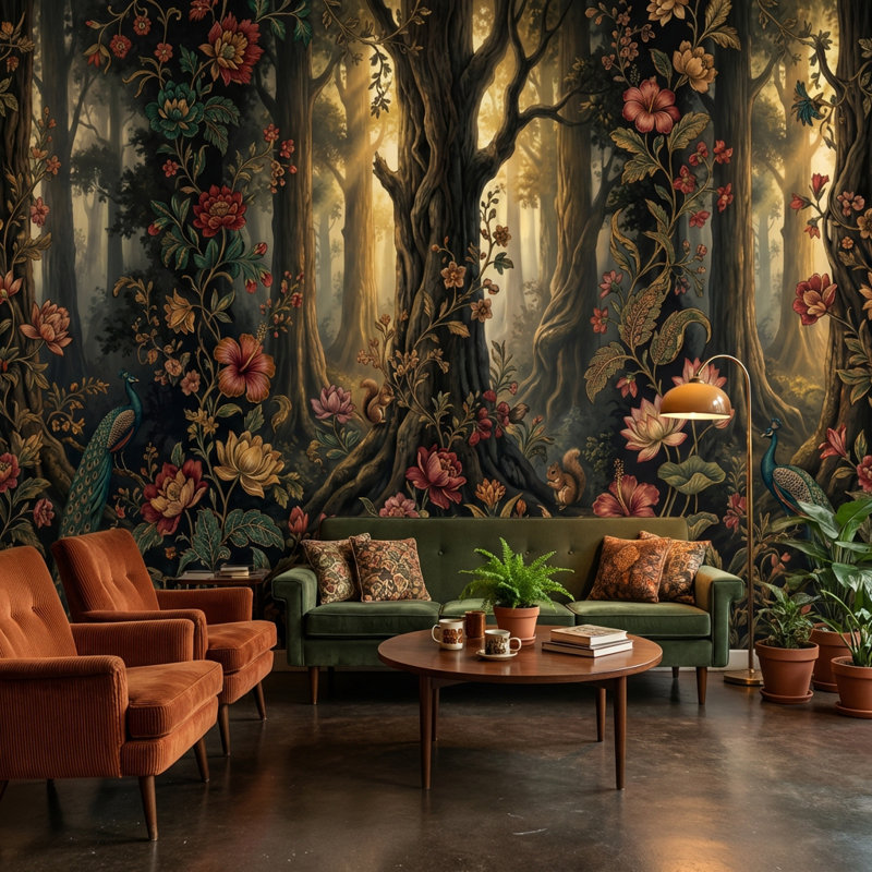 Murale forêt, 120" x 96", Peler et coller