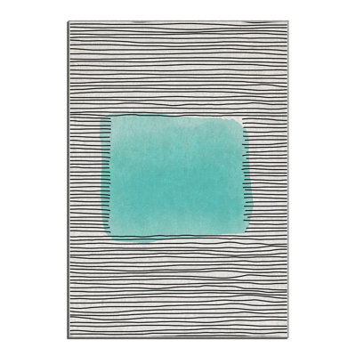 Tapis tissé de qualité supérieure, 3,3 x 4,6 pi, 100% polyester, à pois en feutre antidérapant | Tricot Raschel, velours de 0,4 po, lavable à la machine | Imprimé numérique moderne, idéal pour le salon et la chambre à coucher
