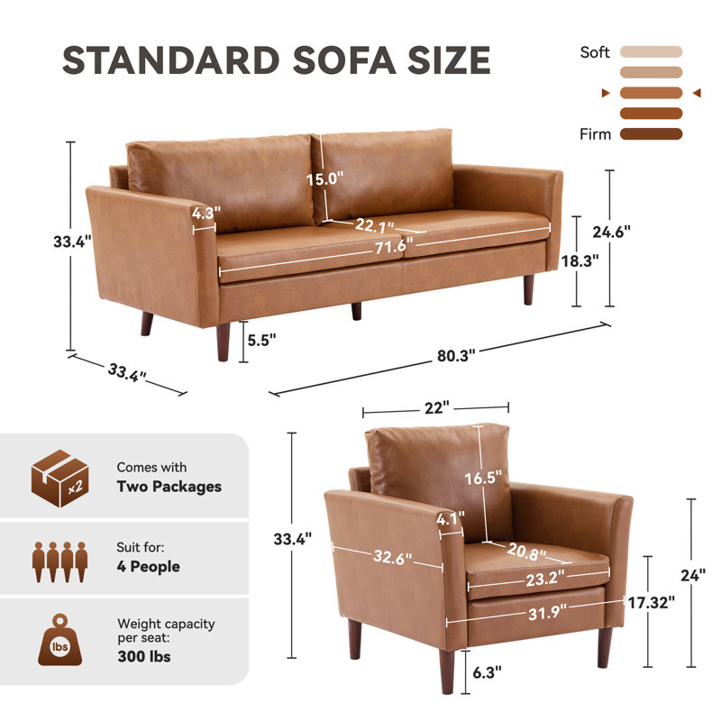 Bobur 2 - Piece Living Room Set, Chestnut