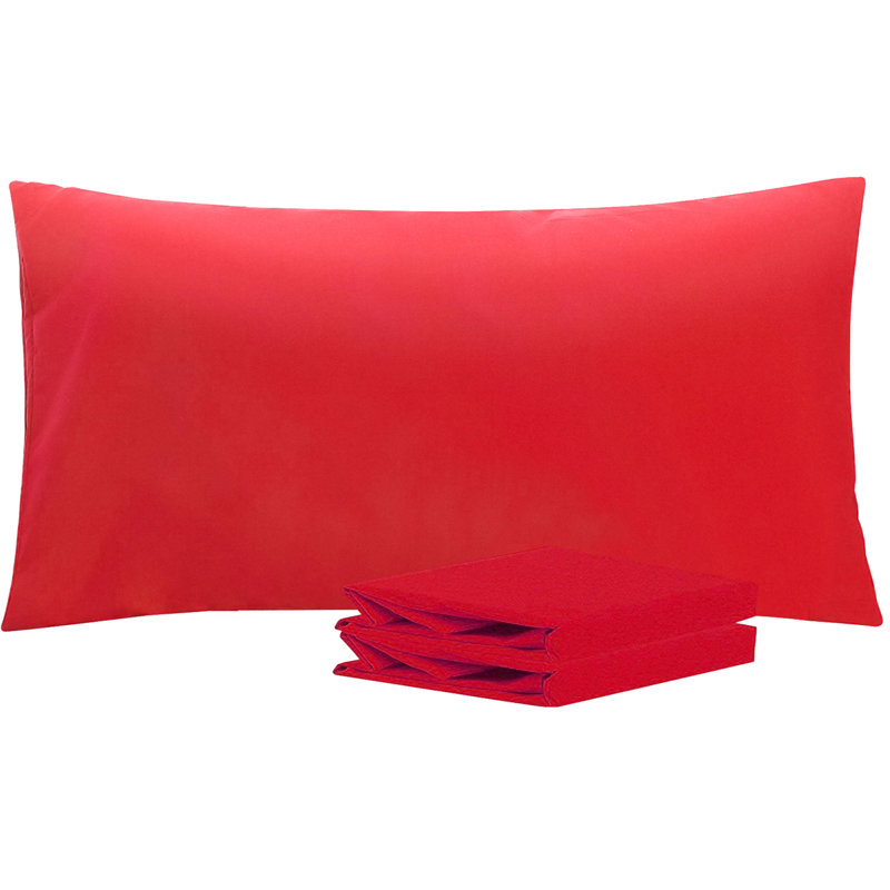 Taies d'oreiller de lit, 1800 taies d'oreiller en microfibre brossée avec fermeture à enveloppe - NTBAY, Rouge, Très grand