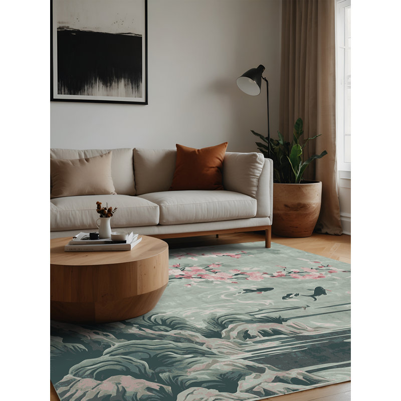 Machine Washable Brown Area Rug, Square 6'