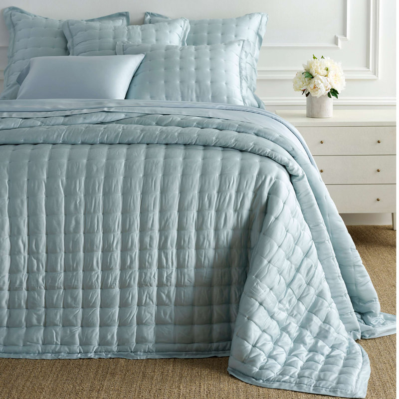 Silken Solid Puff Sham, Euro, Blue