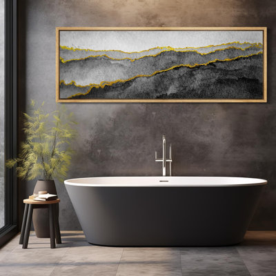 «Minimal Landscape Mountain Ridges With Golden Nature Landscape», reproduction d'art sur toile