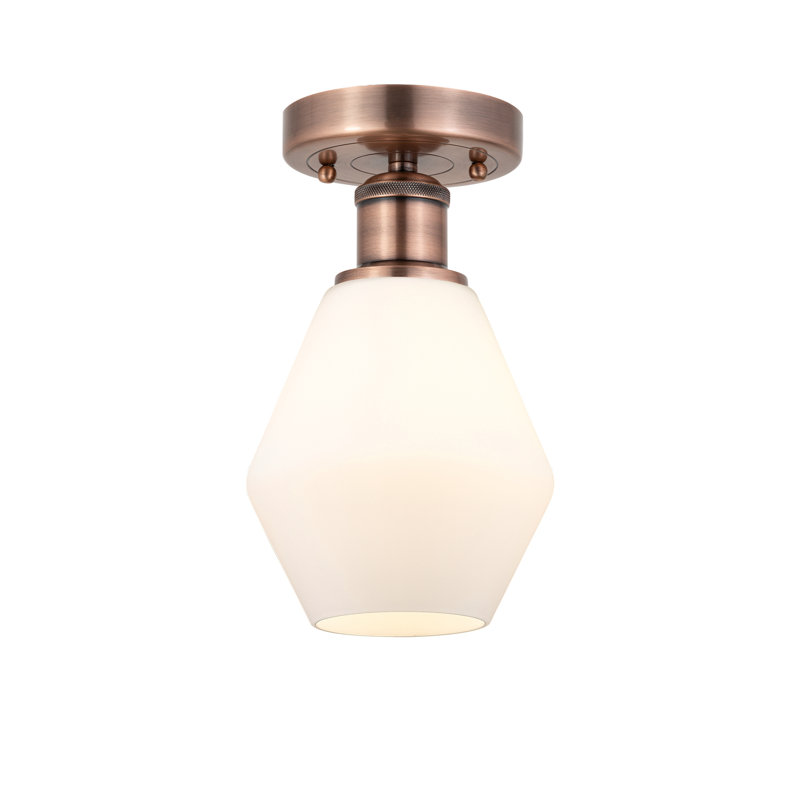 Plafonnier encastré Amylea, Cuivre antique, Blanc mat, H 9,63 po x l 6 po x P 6 po