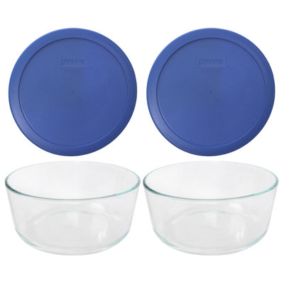 Pyrex (2) 7203 7-Cup Glass Bowls & (2) 7402-PC 6/7