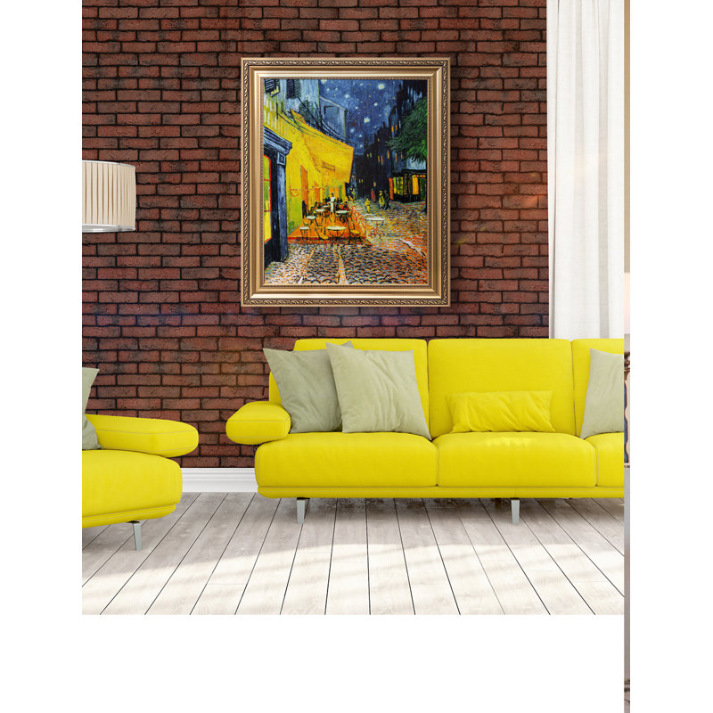 «Café Terrace at Night» par Vincent Van Gogh, reproduction d'art encadrée pour décoration murale, Cadre doré