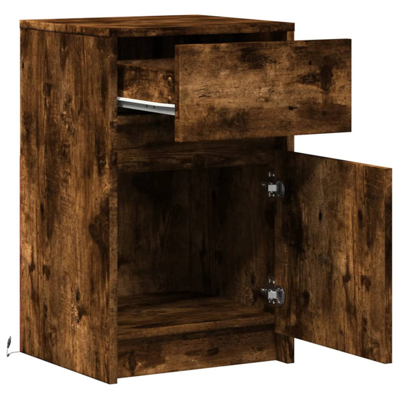 Darleth 38 cm W Bedside Table, Smoked Oak, Individual