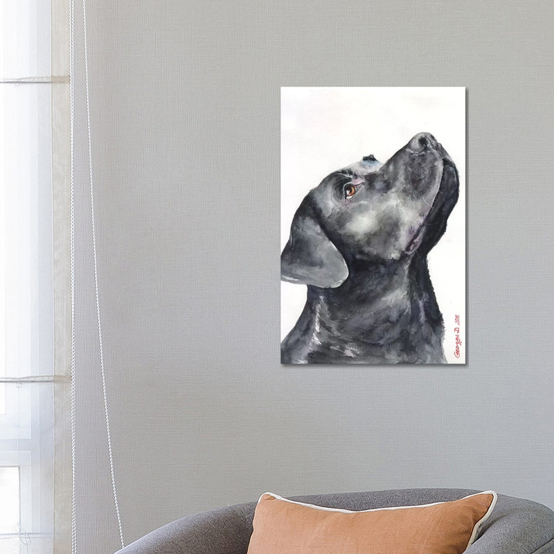 Black Labrador by George Dyachenko - Wrapped Canvas Print, 66.04 cm H x 45.72 cm W x 3.175 cm D, Black/Grey/White, No Frame