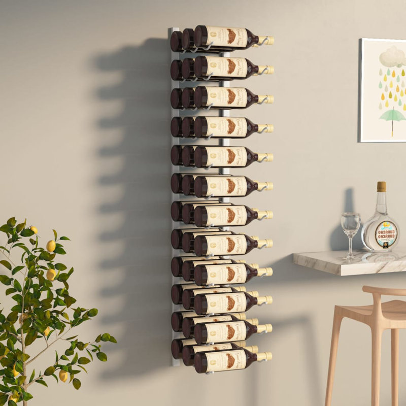 Anavictoria 36 Bottle Wall Mounted Wine Bottle Rack in Gold, White