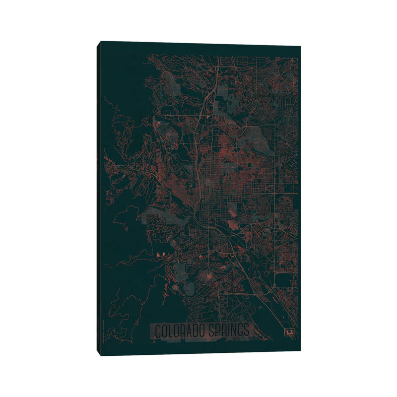 Colorado Springs Infrared Urban Blueprint Map by Hubert Roguski - Wrapped Canvas Gallery-Wrapped Canvas Giclée