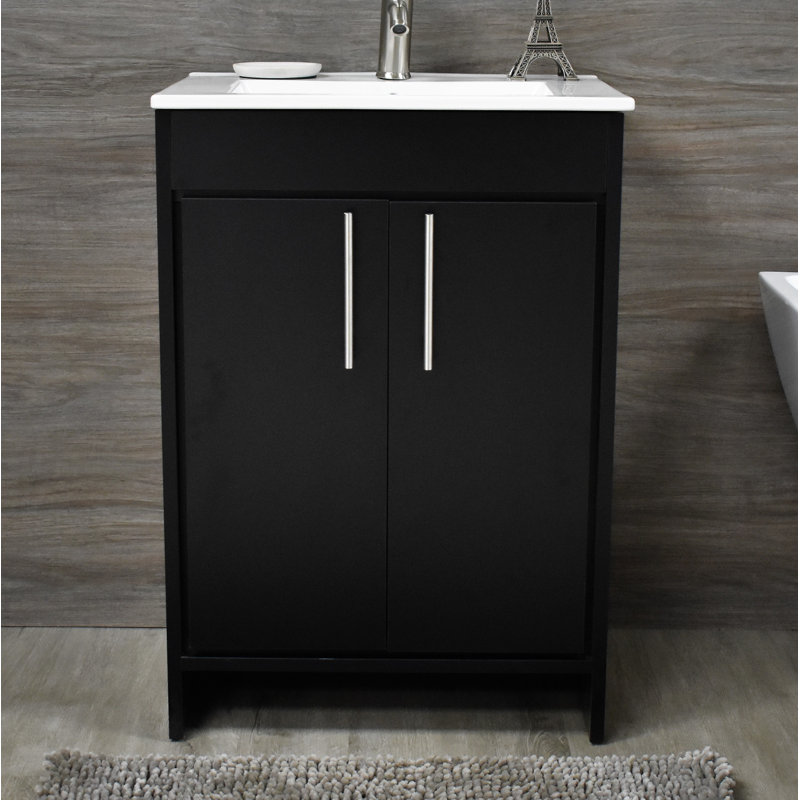 Ensemble de meuble-lavabo simple 30 po Amrooti, Noir