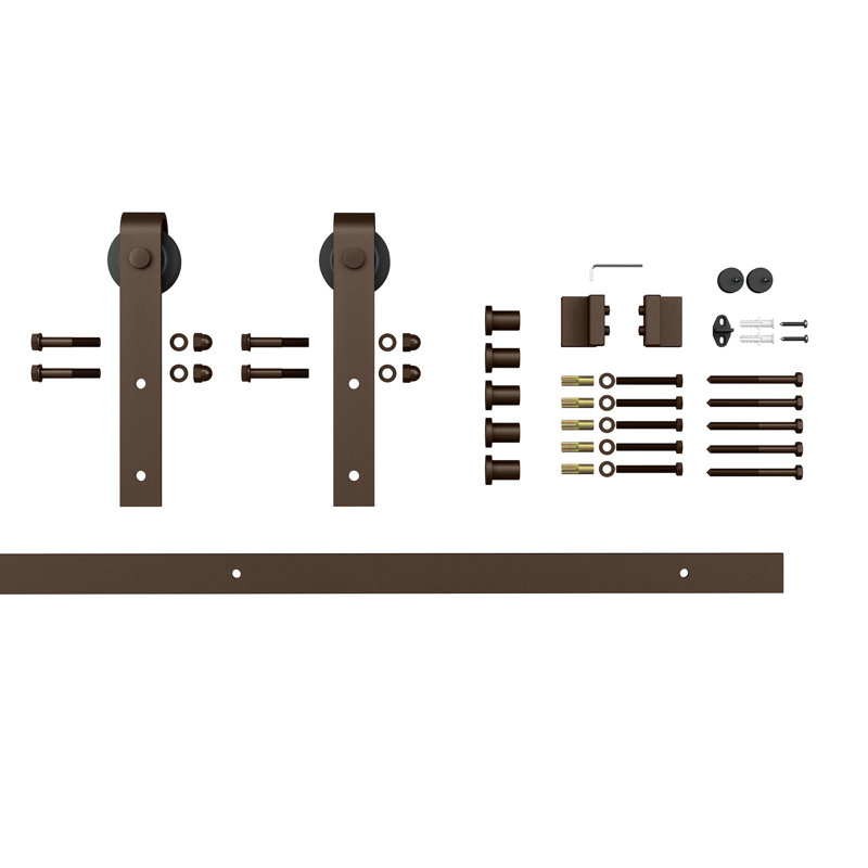 78 in. Oil Rubbed Bronze Steel Sliding Barn Door Hardware Kit