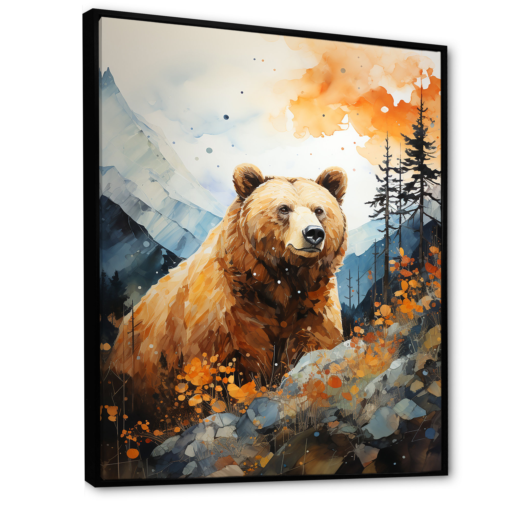 Millwood Pines Portrait of a Bear on Mountain Cliff - Print on Canvas ...