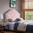 Upholstered Fabric Headboard, Bedroom Bed Component for Twin Size Mattress, Pink Finish with Nailhead Trim-1390658824-1390658829
