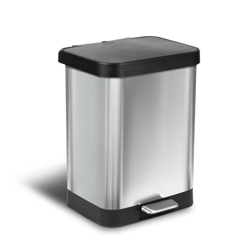 GLAD Stainless Steel Step Trash Can, 13 Gallons