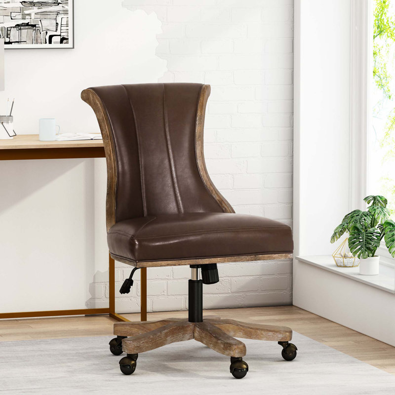 Chaise de bureau pivotante et relevable, Brun, Brun