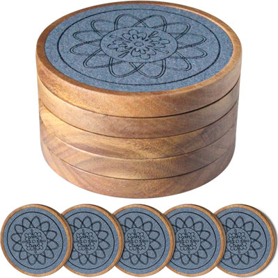 Wood Coasters For Drinks, Absorbent Coaster Sets Of 5, Drinks Coasters For Coffee Tabletop Protection, Non-Slip, Non-Stick, Suitable For Kinds Of Cups