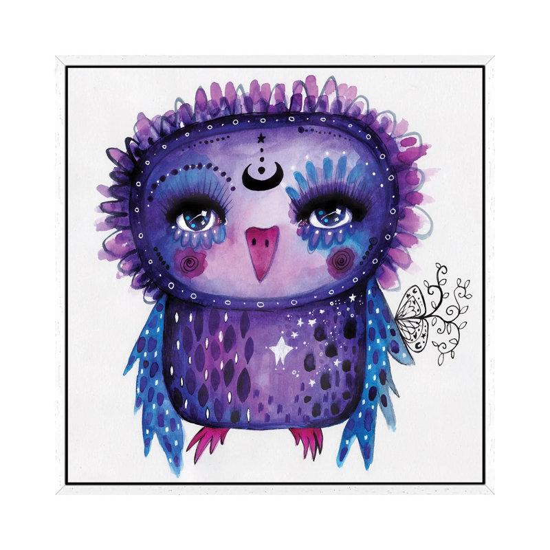 Moon Glow Quirky Bird by Tamara Laporte - Print on Canvas, White Framed, 93.98 cm H x 93.98 cm W