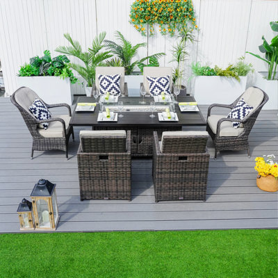 Ameche 6 - Person Square Outdoor Dining Set With Cushions