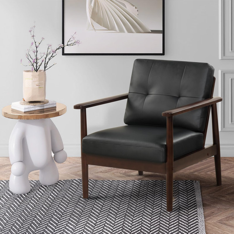 Jionny Faux Leather Armchair, Black Faux Leather