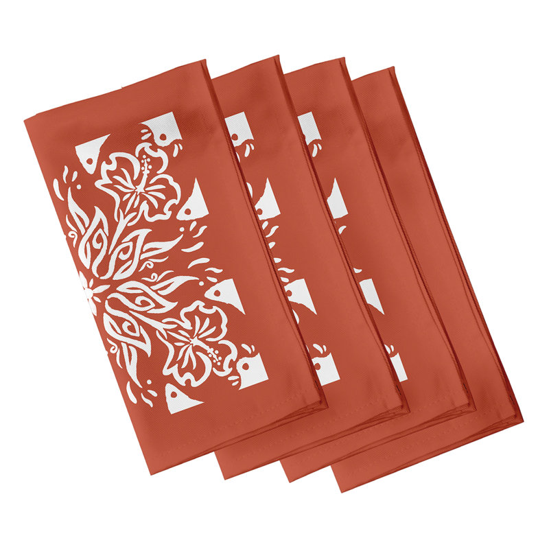 Chickeinno Polyester Geometric Square Napkin, Orange