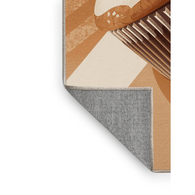 Machine Washable Tomohon Muffin Modern Rug in Brown – Beige Binding, 6x9