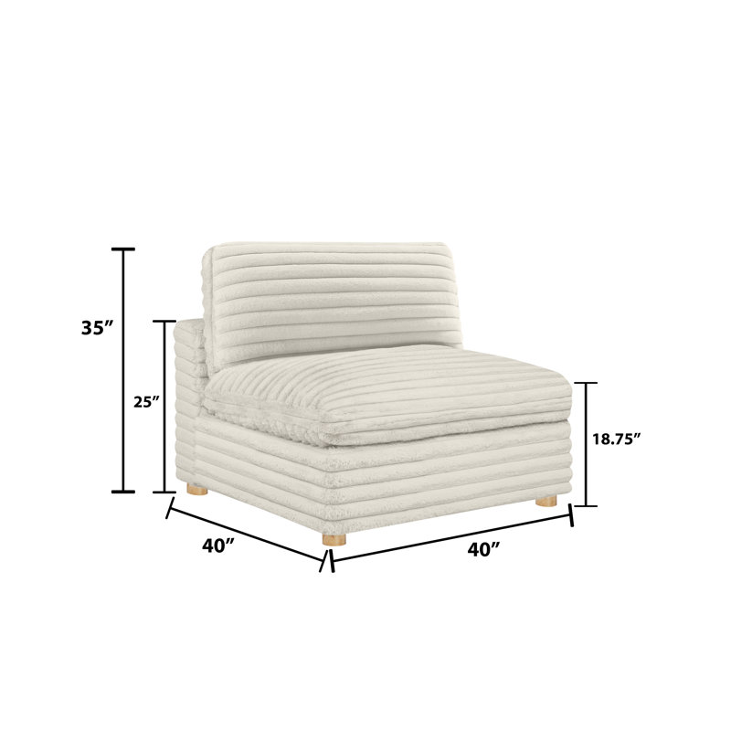 Chaise sans accoudoirs modulaire en velours côtelé, Beige