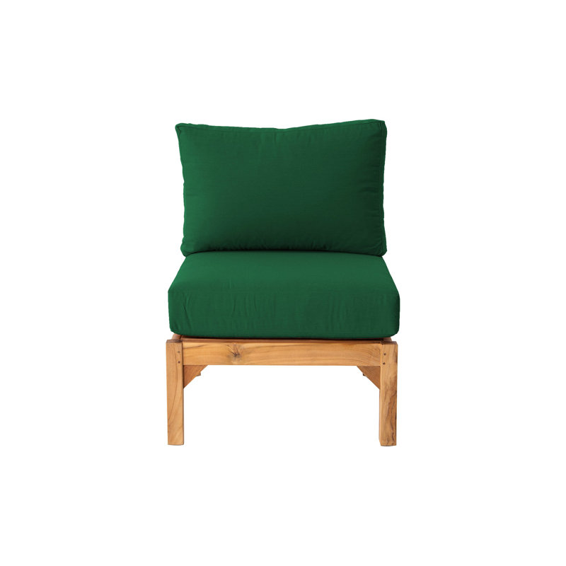 Huntington Teak Outdoor Armless Club Chair, Forest Green