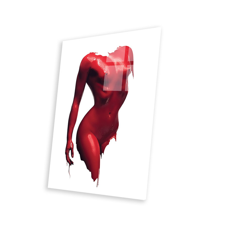 Woman Body Red Paint Print On Acrylic Glass