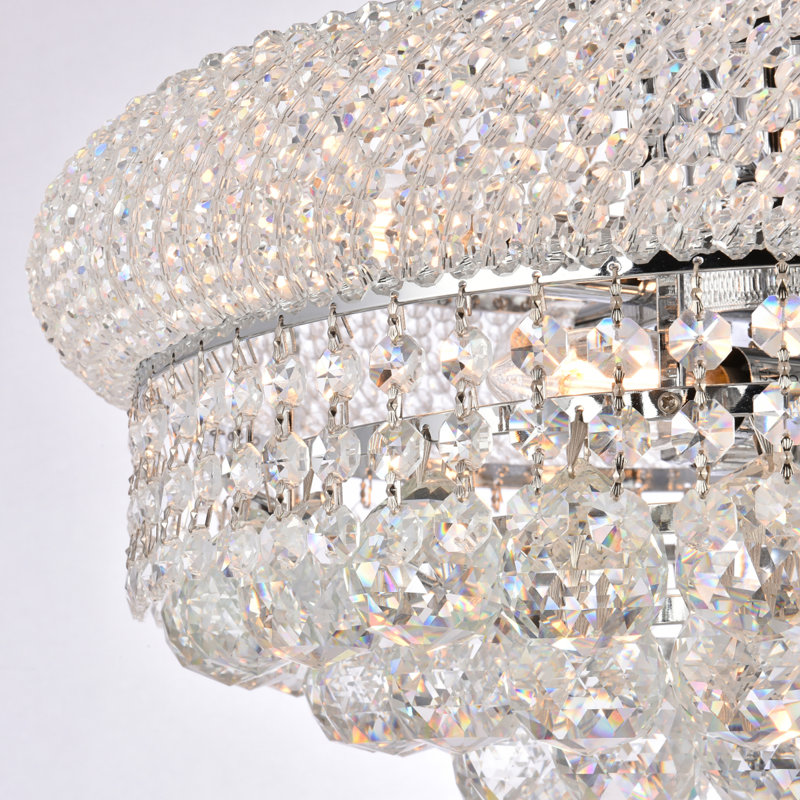 Lustre empire en cristal 8 lumières Ston Easton, H 20 po x l 16 po x P 16 po, Chrome