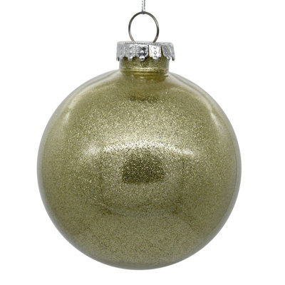 Clear with Glitter Interior Solid Ball Ornament