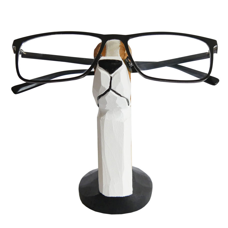 Porte-lunettes animal en bois sculpté à la main, présentoir de lunettes de soleil mignon, table de chevet bureau à domicile (chien)