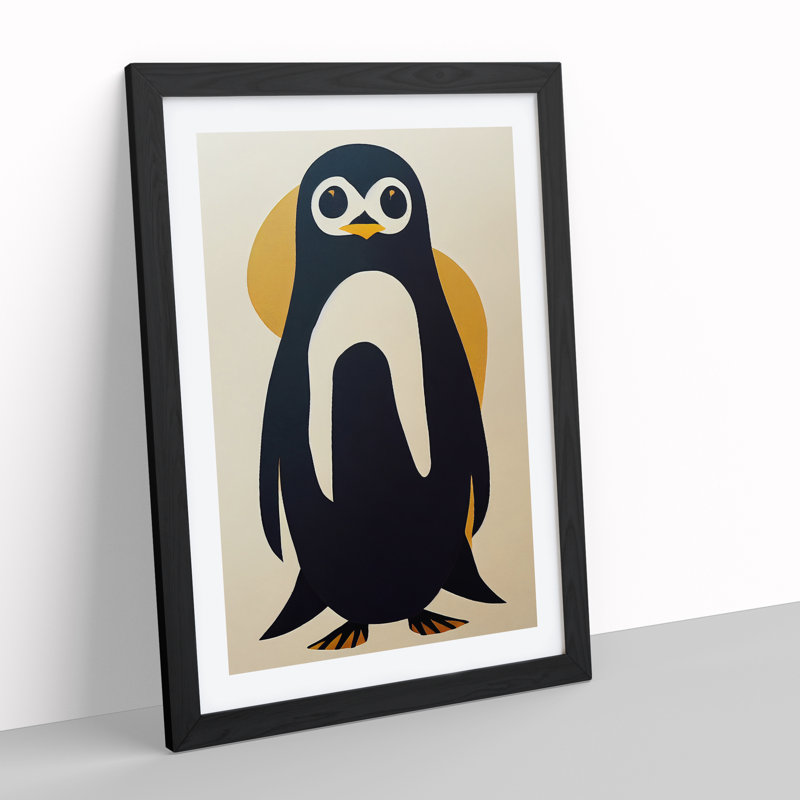 Penguin Abstract Art No.7 - Wall Art, White, Black Frame, 64cm H x 46cm W