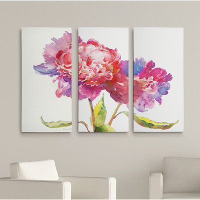 " Prize Peonies I " 3 - Pieces Painting Print