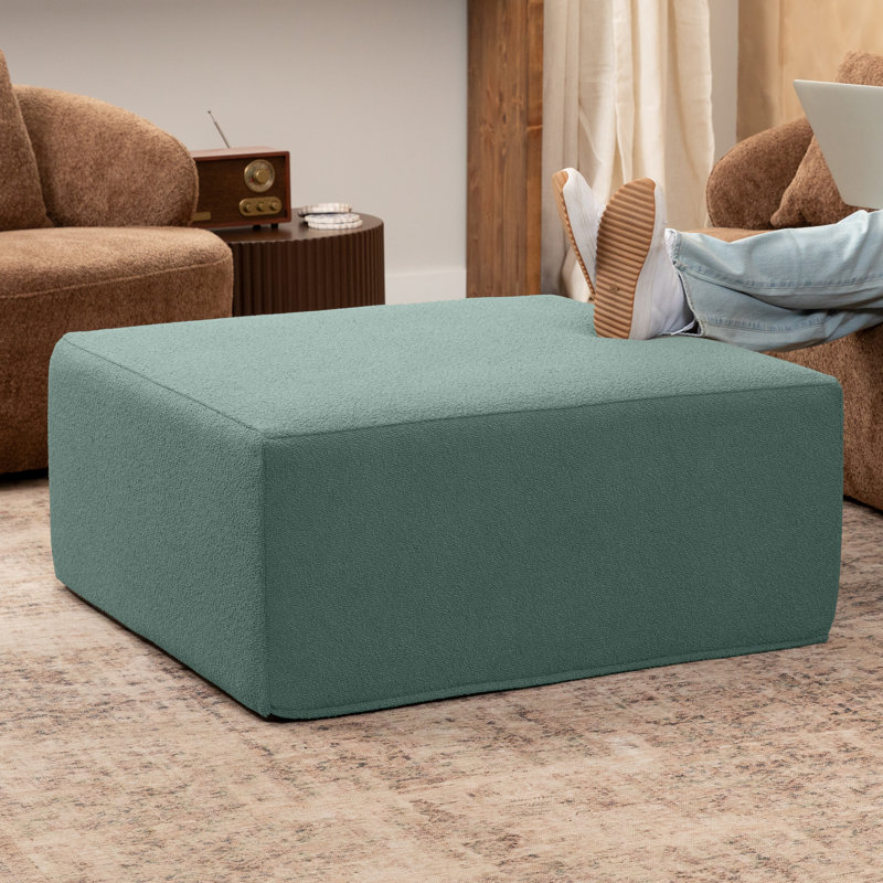 Repose-pieds surdimensionné Jaxx Fairlie Couch, Fausse fourrure verte Boucle
