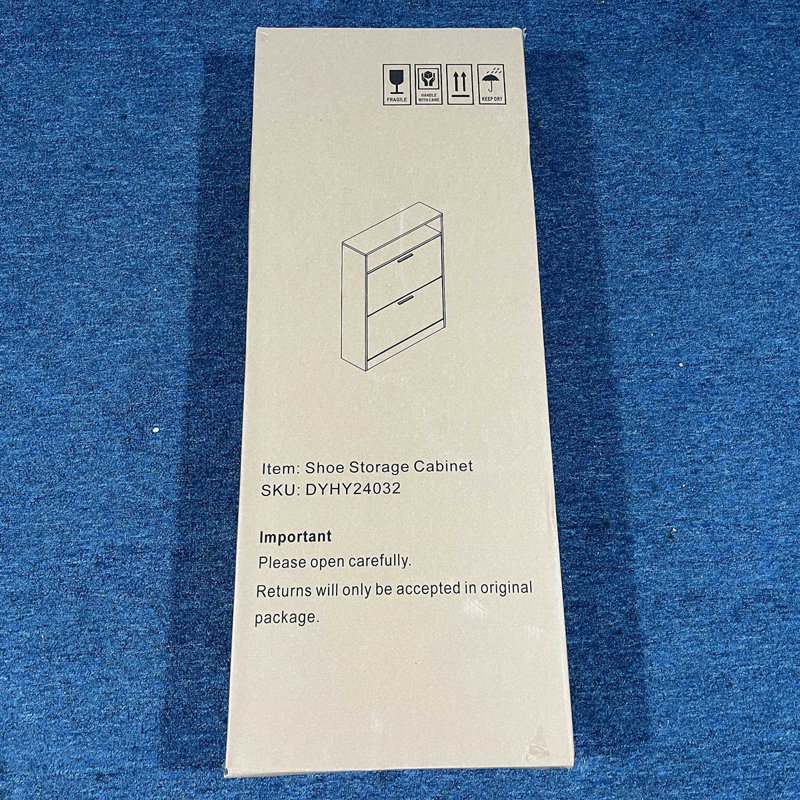 Armoire de rangement pour chaussures avec 2 tiroirs rabattables, rangement pour chaussures robuste en bois et rangement pour chaussures étroit