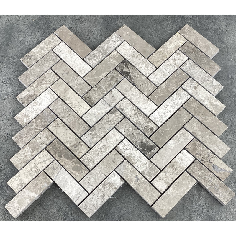 1" x 3" Marble Herringbone Mosaic Wall & Floor Tile