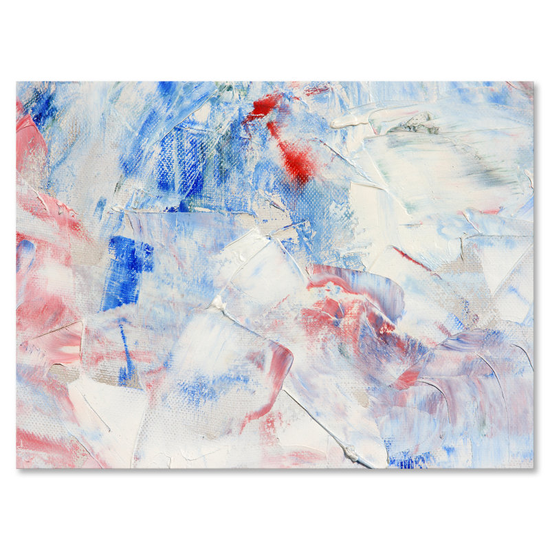 Composition abstraite bleue - peinture sur toile, H 16 po x l 32 po x p 1 po, Toile tendue