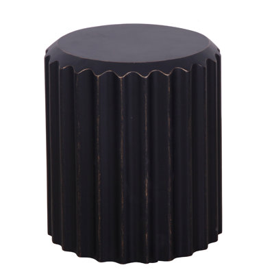 14.6''W X 17''H Round End Table And Side Table With Golden Rim,Black