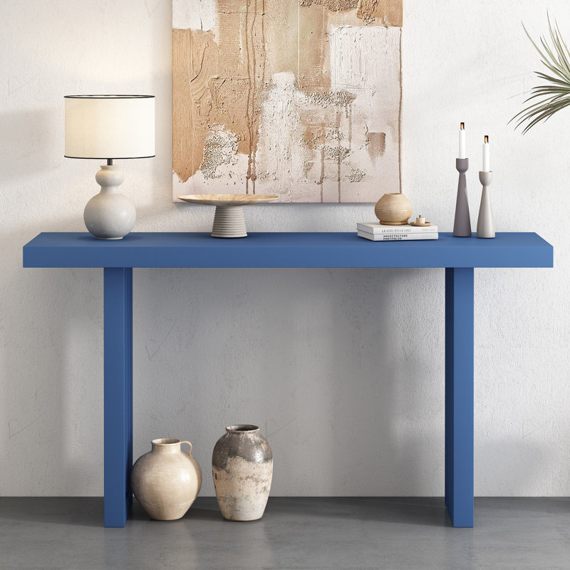 Console en placage de chêne de conception unique avec des formes latérales distinctives, Marine