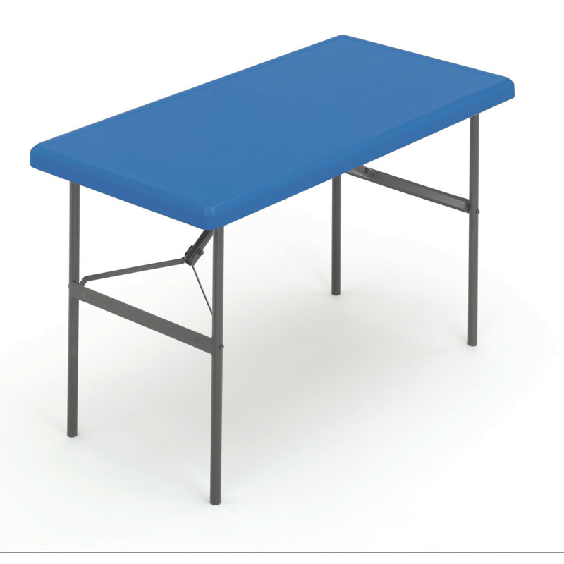Charcoal Polyethylene Portable Folding Table with Steel Legs