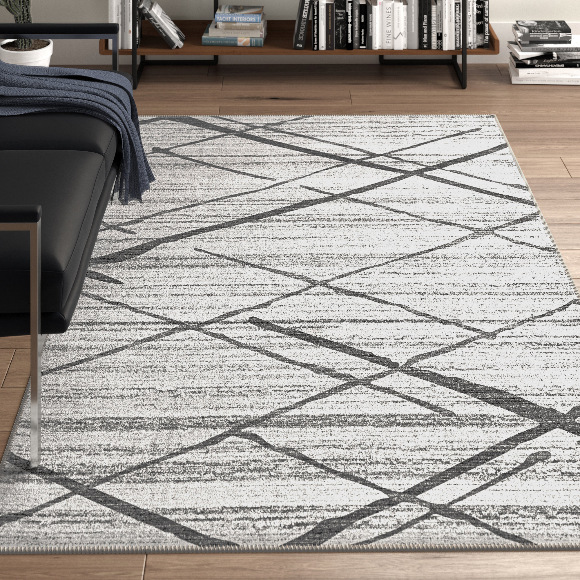 Wade Logan® Trellis Trellis Machine Washable Area Rug for Living Room