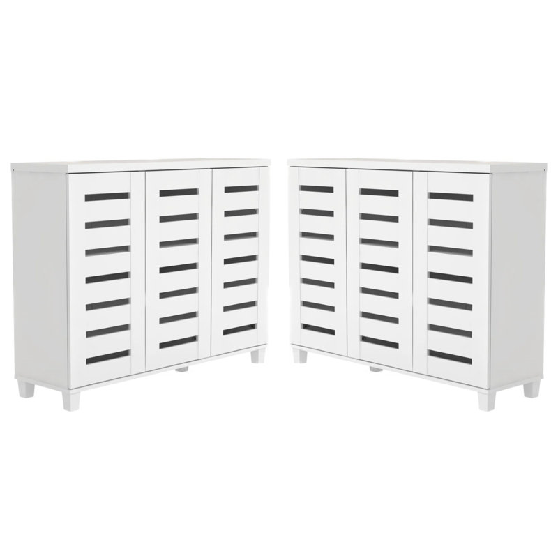 Armoire de rangement à chaussures 3 portes Lismore (ensemble de 2) - peut contenir 40 paires, Blanc