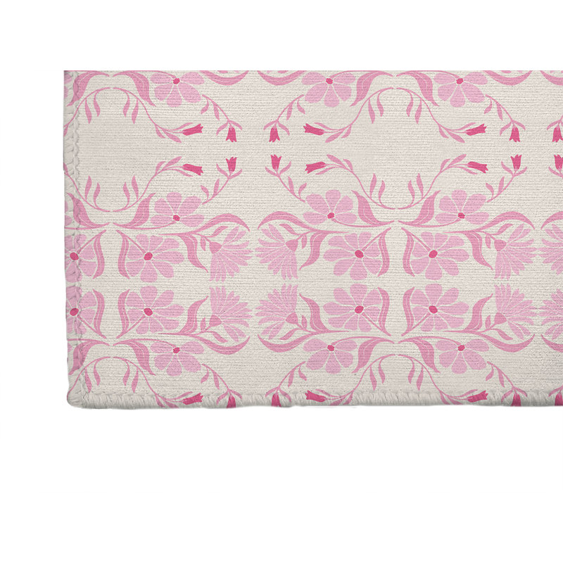 Tapis à linge Groovy Flowers, Rectangle 4pi x 6 pi, Rose