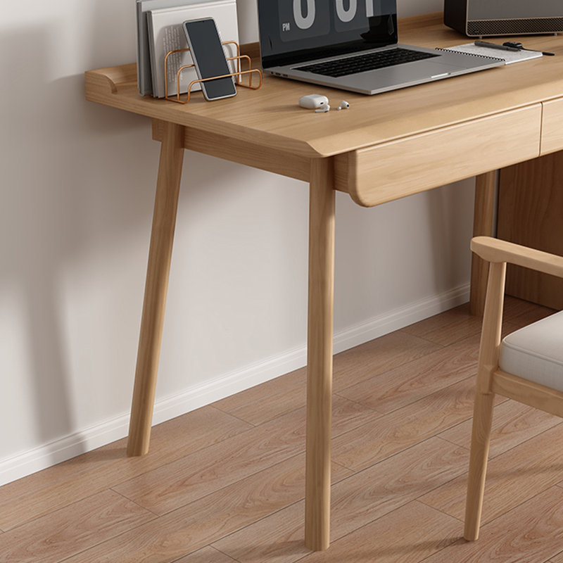Bureau rectangulaire en bois massif avec 2 tiroirs Burlywood, H 29,53 po x l 55,12 po x P 27,56 po