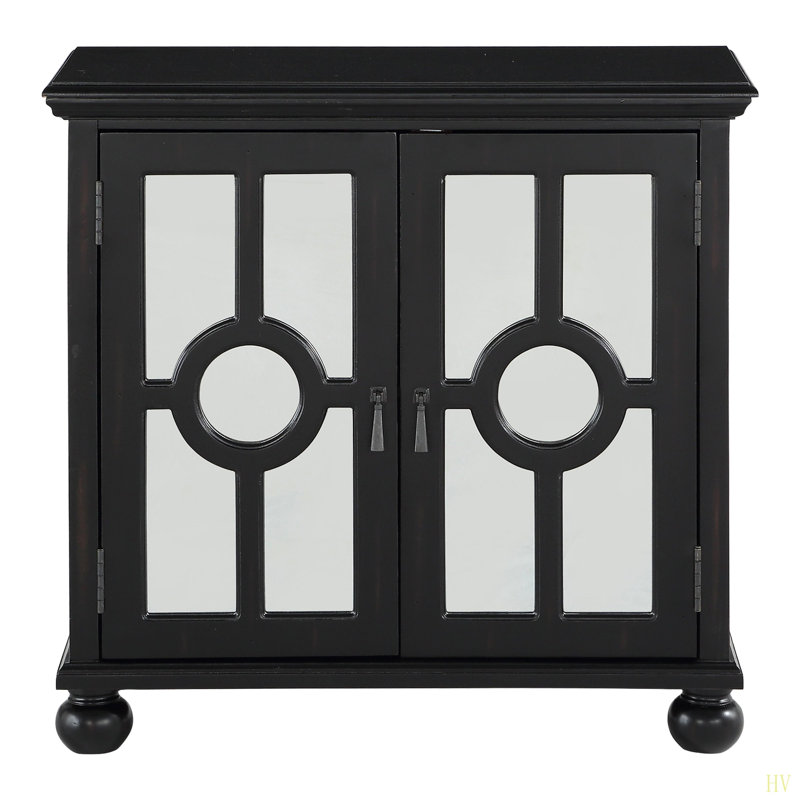 Armoire de rangement classique classique 1Pc avec accoudoirs et portes à miroir avec poignées en bois, Noir antique