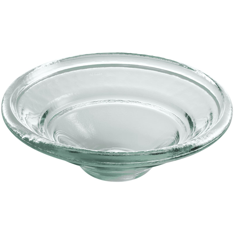 Spun Glass® ARTIST EDITIONS Oval Faceted Glass Bathroom Vessel Sink, Translucent Dew