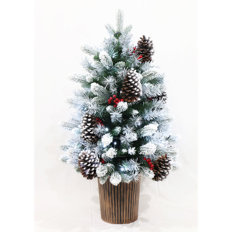 Lighted Artificial Spruce Christmas Tree, 3 ft