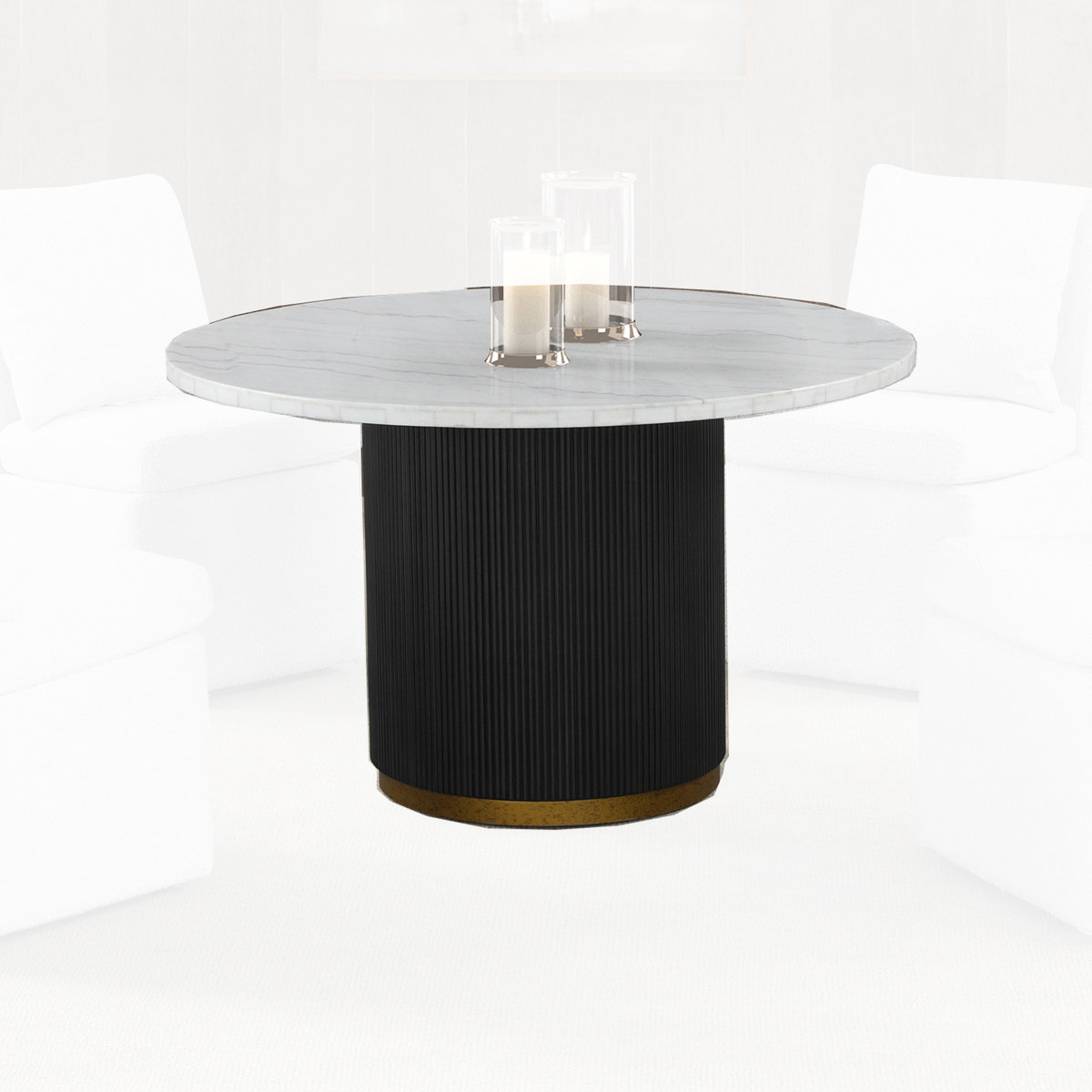 Ebern Designs Wessel Marble Top Round Dining Table | Wayfair