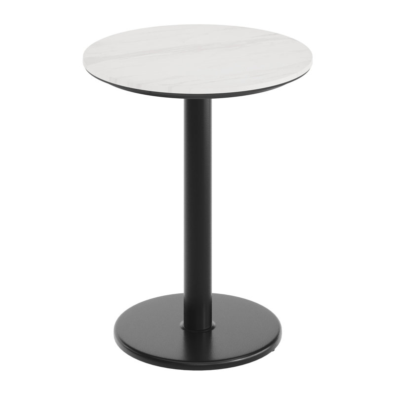 Commercial Seamless Surface Tabletop with Table Height Round Base, 29.5"H x 23.5"L x 23.5"W, White